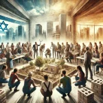 DALL·E 2025-03-16 17.08.51 - A powerful and inspiring image symbolizing solidarity and community rebuilding in Israel. A group of diverse people, including volunteers and professi